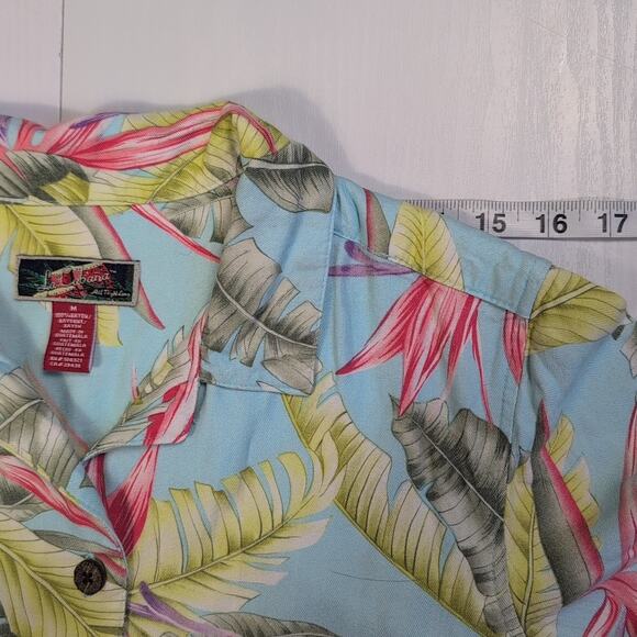 La Cabana Hawaiian Shirt Men’s M Blue Floral Rayon Button Down Tropical - Picture 5 of 10
